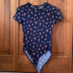 Forever 21 Short Sleeve Flower Bodysuit